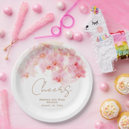 繊細な蘭の水の色の応援のフローラ ペーパープレート (パーティー)