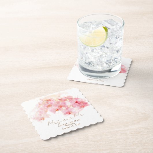 繊細な蘭の水の色ミセス・ミセス・フローラ結婚ズ ペーパーコースター (インサイチュ)