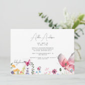 繊細な蝶とワイルドフラワーベビーシャワー 招待状 (スタンド正面)