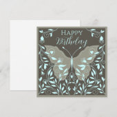繊細な蝶と蔦のハッピーバースデー ノートカード (正面/裏面)