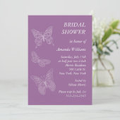 繊細な蝶のウェディングシャワー（紫） 招待状 (スタンド正面)