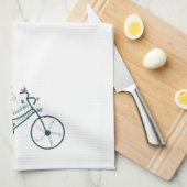 繊細な蝶の花と自由バイクファン キッチンタオル (四つ折り)