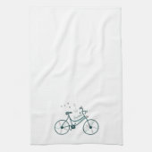 繊細な蝶の花と自由バイクファン キッチンタオル (縦)