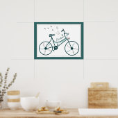 繊細な蝶の花と自由バイクファン ポスター (キッチン)