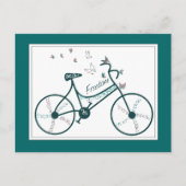 繊細な蝶の花と自由バイクファン ポストカード (正面)