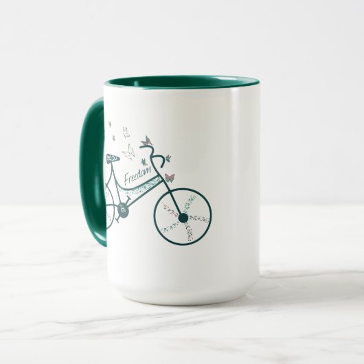 繊細な蝶の花と自由バイクファン マグカップ (正面左)