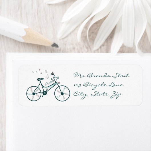 繊細な蝶の花と自由バイクファン ラベル (インサイチュ)