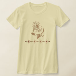 繊細な装飾のひまわりと花の区切りデザイン Tシャツ