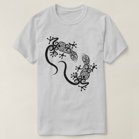 繊細な装飾のマンダラ・トカゲ デュオ デザイン Tシャツ (デザイン正面)