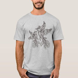 繊細な装飾の曼荼羅とエキゾチック・バードのデザイン Tシャツ