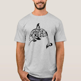 繊細な装飾の曼荼羅イルカデザイン Tシャツ