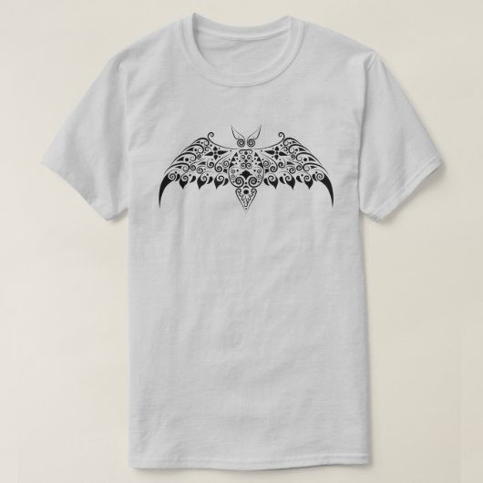 繊細な装飾の曼荼羅コウモリデザイン Tシャツ (デザイン正面)