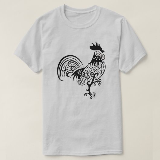 繊細な装飾の曼荼羅ニワトリデザイン Tシャツ (デザイン正面)