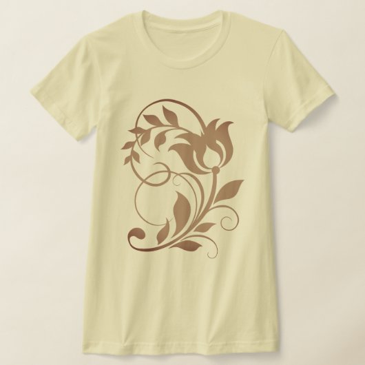 繊細な装飾の植物画チューリップフラワーデザイン Tシャツ (レイダウン)