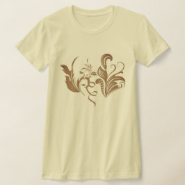 繊細な装飾的な植物の渦巻きと葉のデザイン Tシャツ