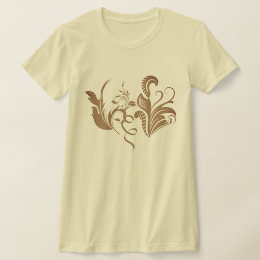 繊細な装飾的な植物の渦巻きと葉のデザイン Tシャツ (レイダウン)