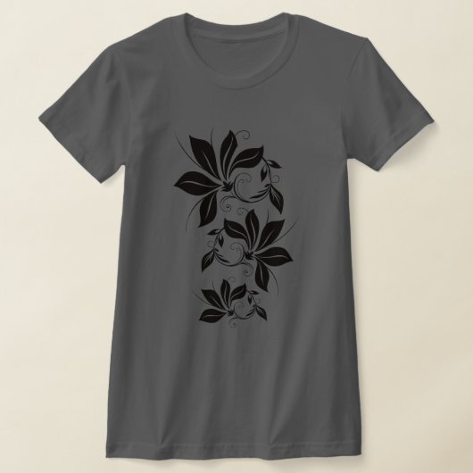 繊細な装飾的な植物の葉の渦巻きデザイン Tシャツ (レイダウン)