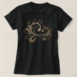 繊細な装飾的な花の渦巻きと花のデザイン Tシャツ