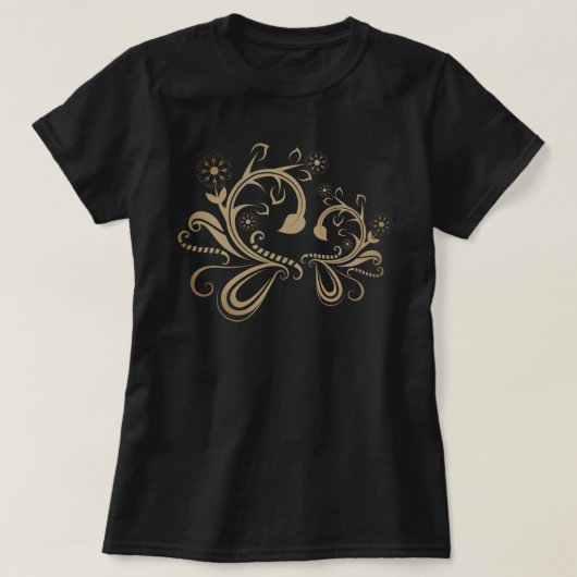 繊細な装飾的な花の渦巻きと花のデザイン Tシャツ (デザイン正面)