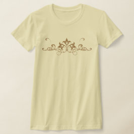 繊細な装飾的対称花柄スワールデザイン Tシャツ