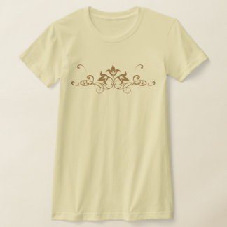繊細な装飾的対称花柄スワールデザイン Tシャツ