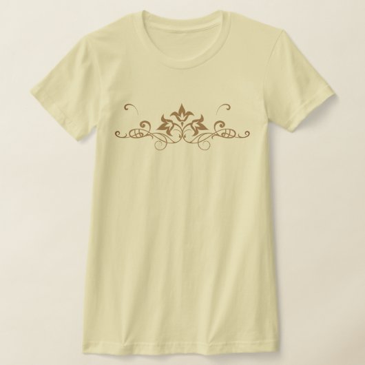 繊細な装飾的対称花柄スワールデザイン Tシャツ (レイダウン)