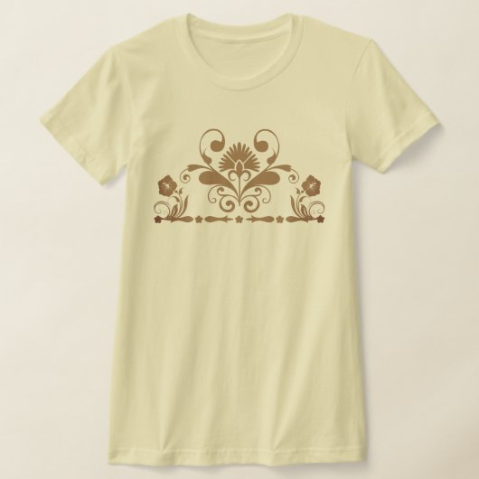 繊細な装飾花の紋章とディバイダー Tシャツ (レイダウン)