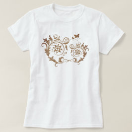 繊細な装飾花曼荼羅渦巻き Tシャツ