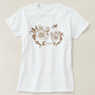 繊細な装飾花曼荼羅渦巻き Tシャツ