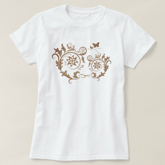 繊細な装飾花曼荼羅渦巻き Tシャツ (デザイン正面)