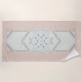 繊細な貝殻のメダリオン、カスタムネーム ビーチタオル