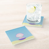 繊細な貝殻 ガラスコースター (アングル)