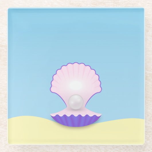 繊細な貝殻 ガラスコースター (正面)