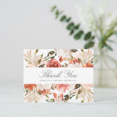 繊細な赤と白の花のウェディングお礼カード ポストカード