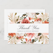 繊細な赤と白の花のウェディングお礼カード ポストカード