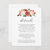 繊細な赤と白の花の結婚式の詳細 エンクロージャーカード (正面/裏面)