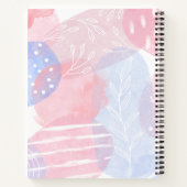 繊細な赤面と青い抽象芸術の水の色の形状 ノートブック (裏面)