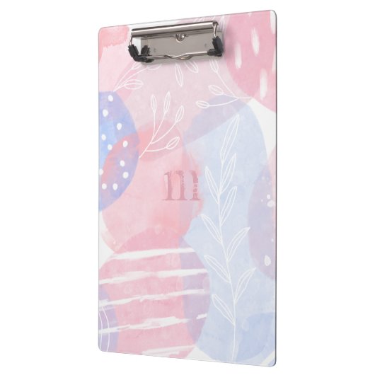 繊細な赤面と青い抽象芸術の水彩 クリップボード (左)