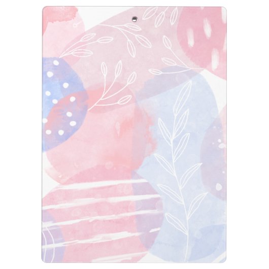 繊細な赤面と青い抽象芸術の水彩 クリップボード (裏面)