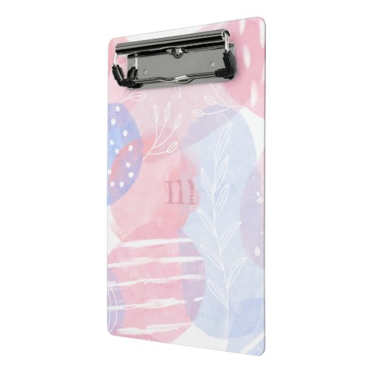 繊細な赤面と青い抽象芸術の水彩 ミニクリップボード (アングル2)