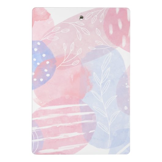 繊細な赤面と青い抽象芸術の水彩 ミニクリップボード (裏面)