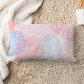 繊細な赤面と青い抽象芸術の水彩 ランバークッション (ブランケット)