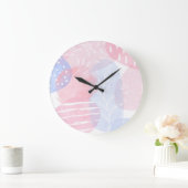 繊細な赤面と青い抽象芸術の水彩 ラージ壁時計 (ホーム)