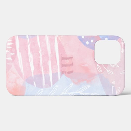 繊細な赤面と青い抽象芸術の水彩 Case-Mate iPhoneケース (裏面 (横))