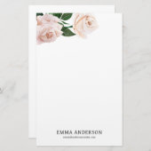 繊細な赤面バラ 便箋 (正面/裏面)