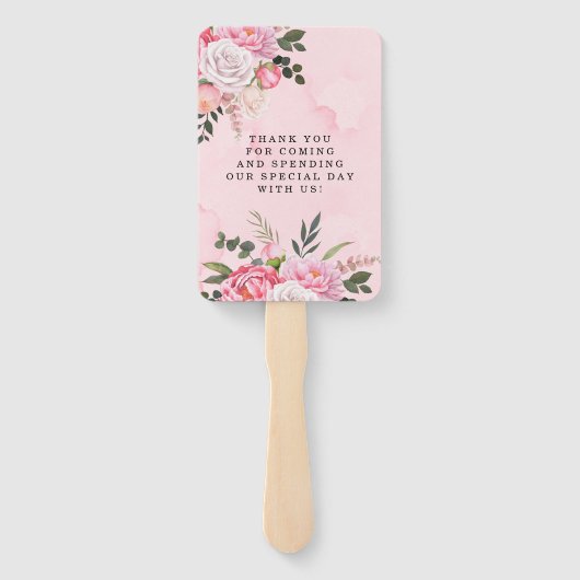 繊細な赤面ピンクホワイトウォーター色牡丹結婚の ハンドファン (裏面)