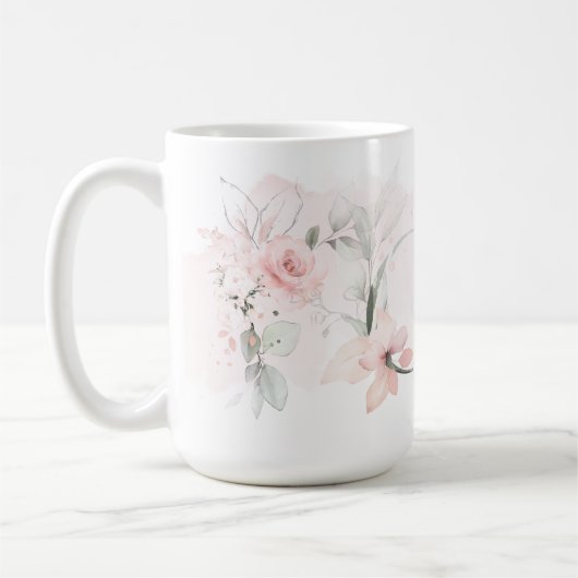 繊細な赤面ピンクローズモノグラム文字G コーヒーマグカップ (左)