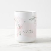 繊細な赤面ピンクローズモノグラム文字Y コーヒーマグカップ (中央)