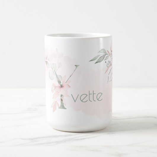 繊細な赤面ピンクローズモノグラム文字Y コーヒーマグカップ (中央)