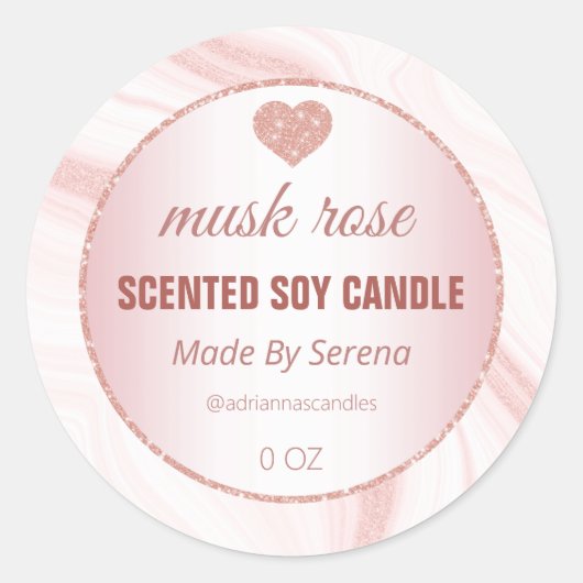 繊細な赤面ピンク酸醤油キャンドル製品ラベル ラウンドシール (正面)